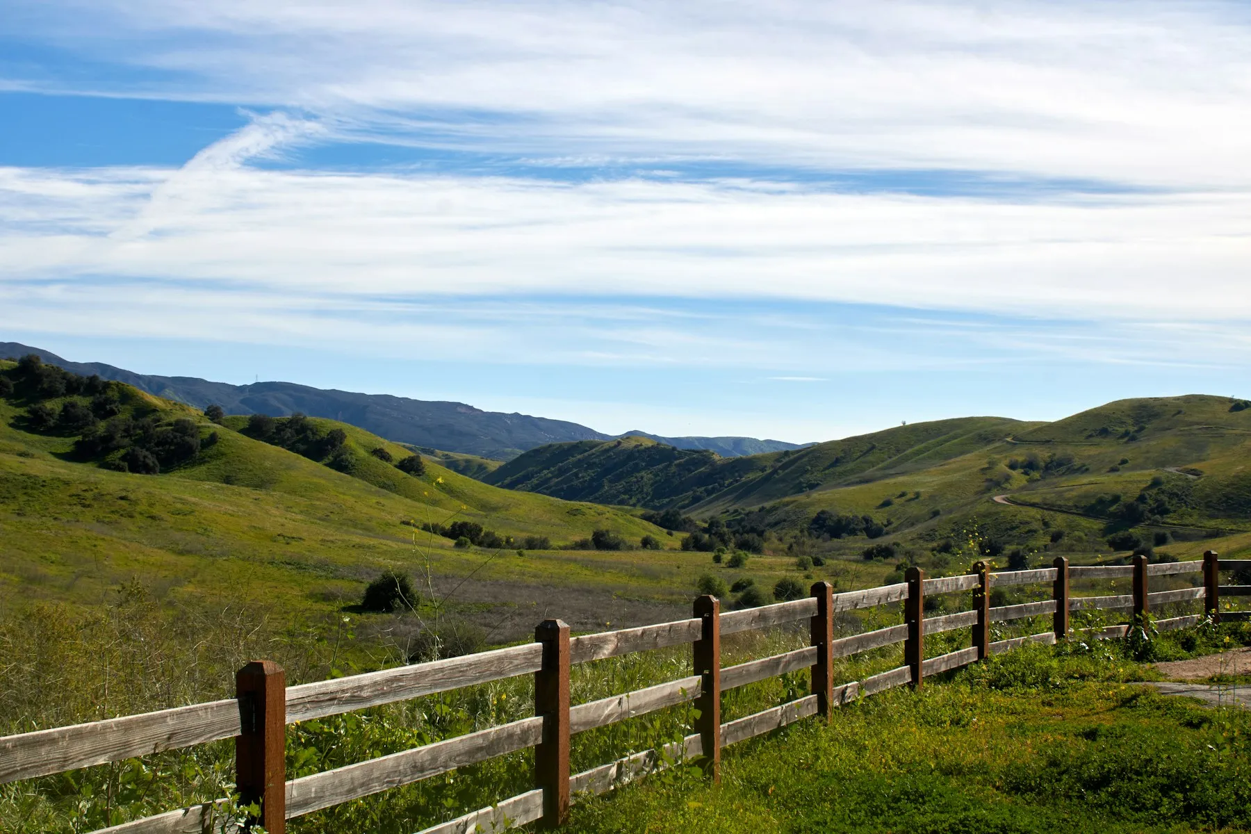 Green hills and an outdoor trail in Irvine